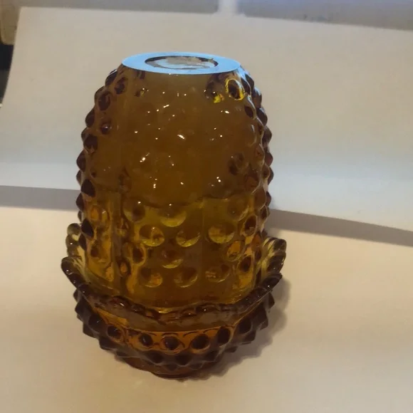 Amber Glass Hobnail Candle Holder - Picture 1 of 3